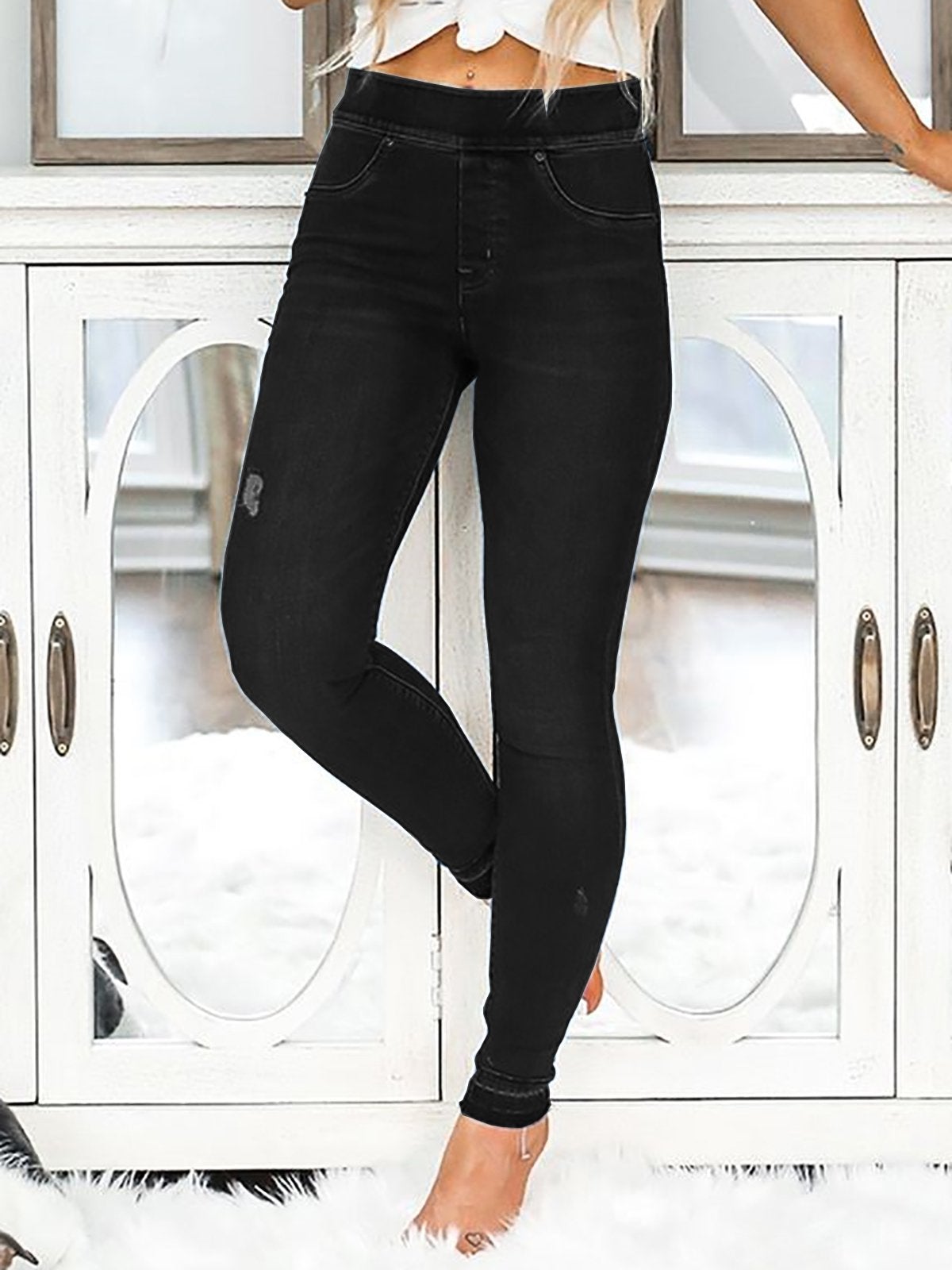 Big Stretchy Plus Size Jeans Denim Pants Slim Leggings