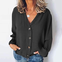 Fashion Pure V neck Long sleeve Blouses