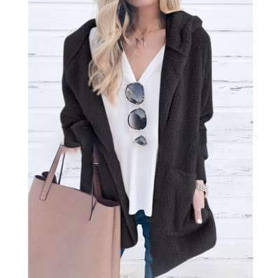 Pure Long sleeve Plush Hoodies Coats