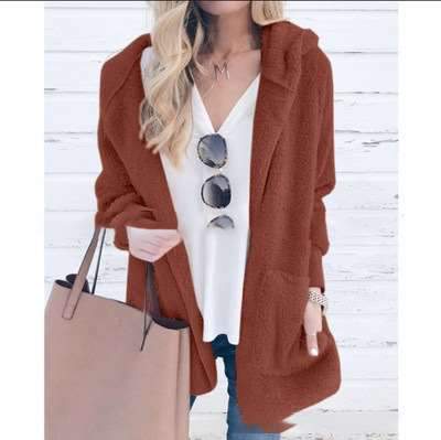 Pure Long sleeve Plush Hoodies Coats