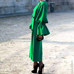 Fashion Pure Round neck Fastener Coats