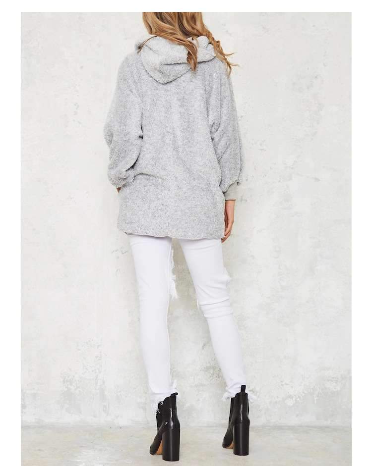 Fashion Loose Plush Long sleeve Hoodies Coats