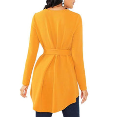 Fashion Round neck Long sleeve Lacing Blouses