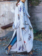 Fashion Print Lapel Vent Long Coats