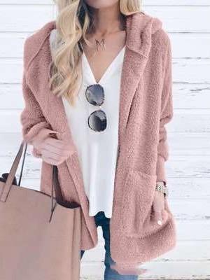 Pure Long sleeve Plush Hoodies Coats