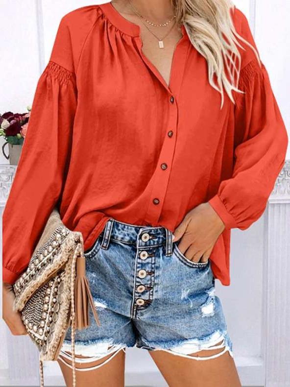 Fashion Pure Loose Long sleeve Blouses