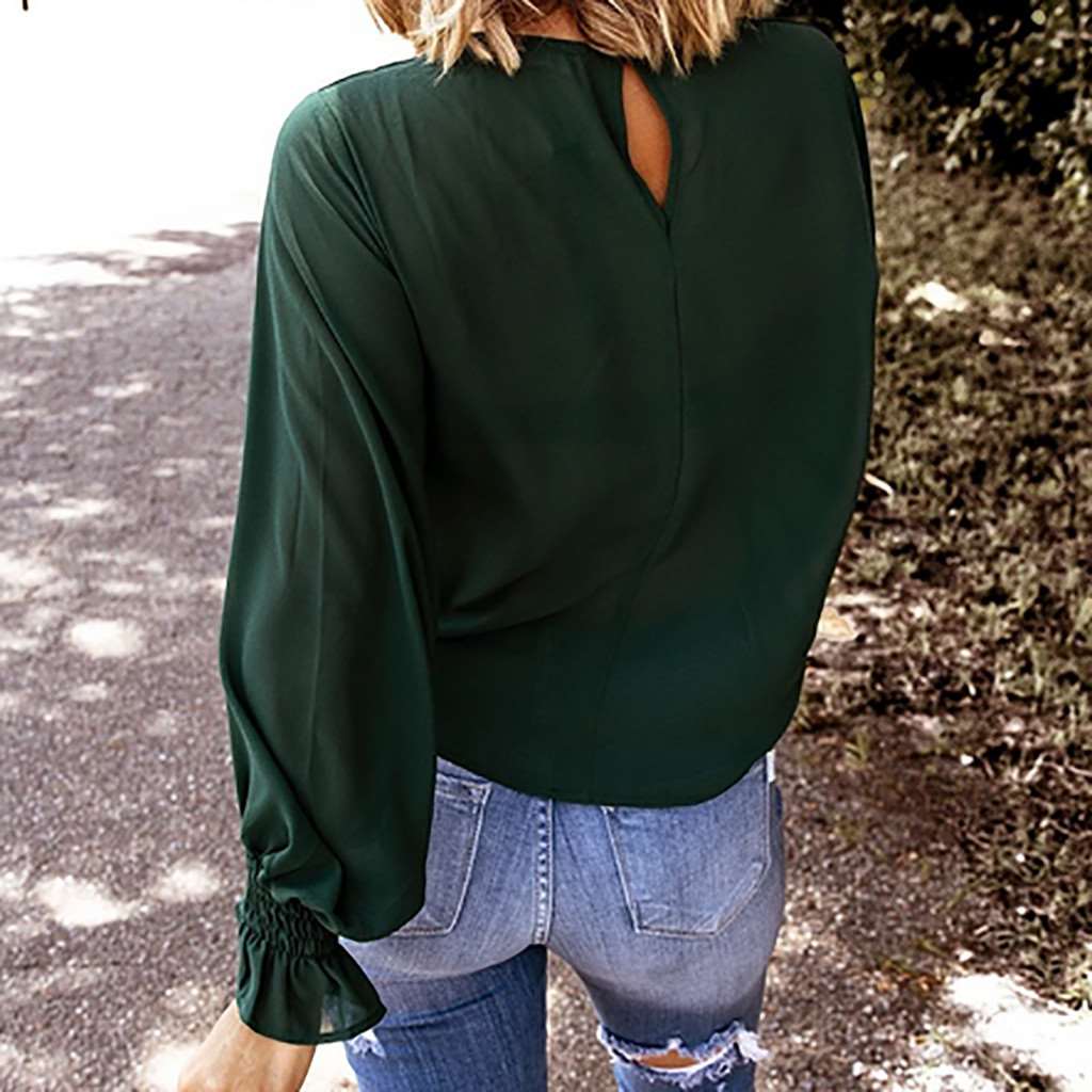 Casual Pure Round neck Puff sleeve T-Shirts