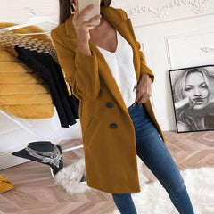 Fashion Pure Lapel Fastener Woolen overcoat