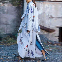 Fashion Print Lapel Vent Long Coats