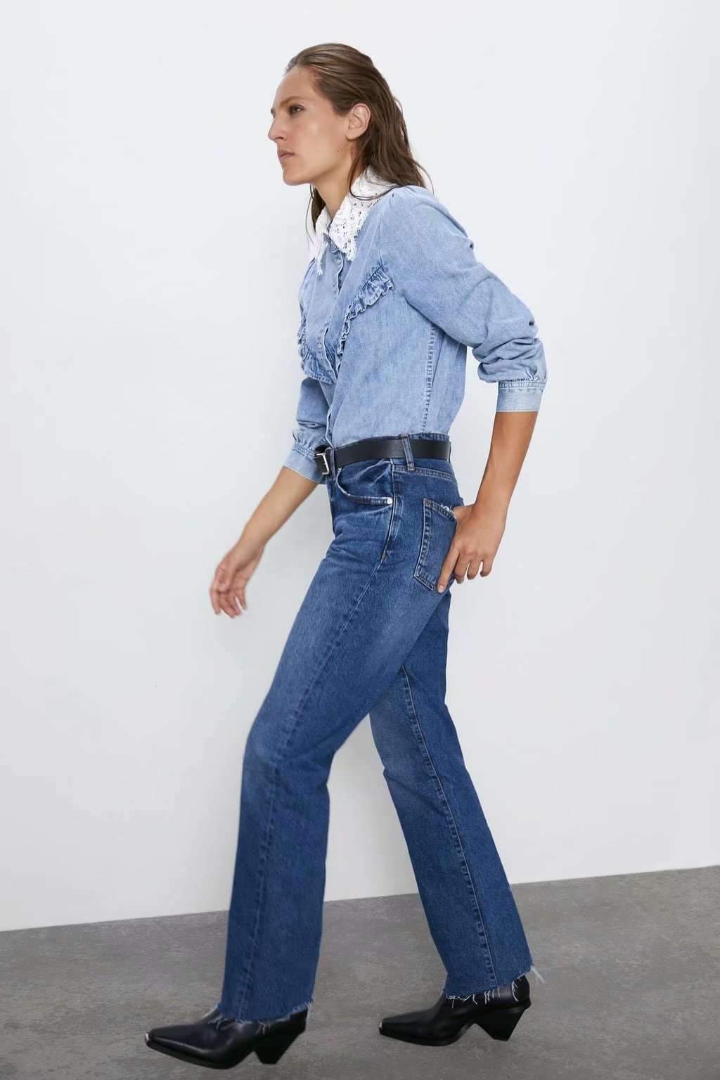 Fashion Lace Gored Jean Blouses