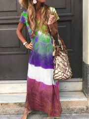 Fashion printed women v neck long maxi dresses