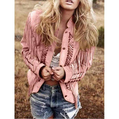 Fashion Pure Macrame Stand collar Long sleeve Coats