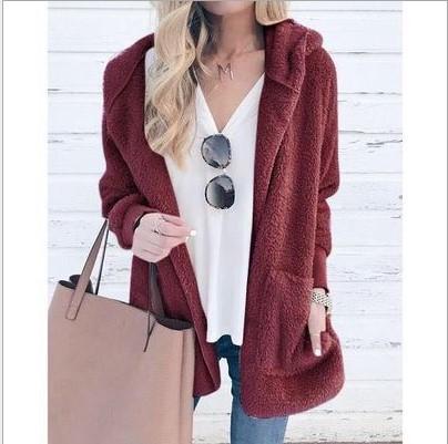 Pure Long sleeve Plush Hoodies Coats