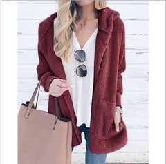 Pure Long sleeve Plush Hoodies Coats