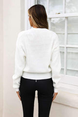 Casual Loose V neck Knit Long sleeve Cardigan Sweaters