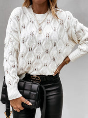 Women fashion round neck hallow out elegant sweaters