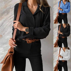 Pure Lapel Plus Long sleeve Blouses