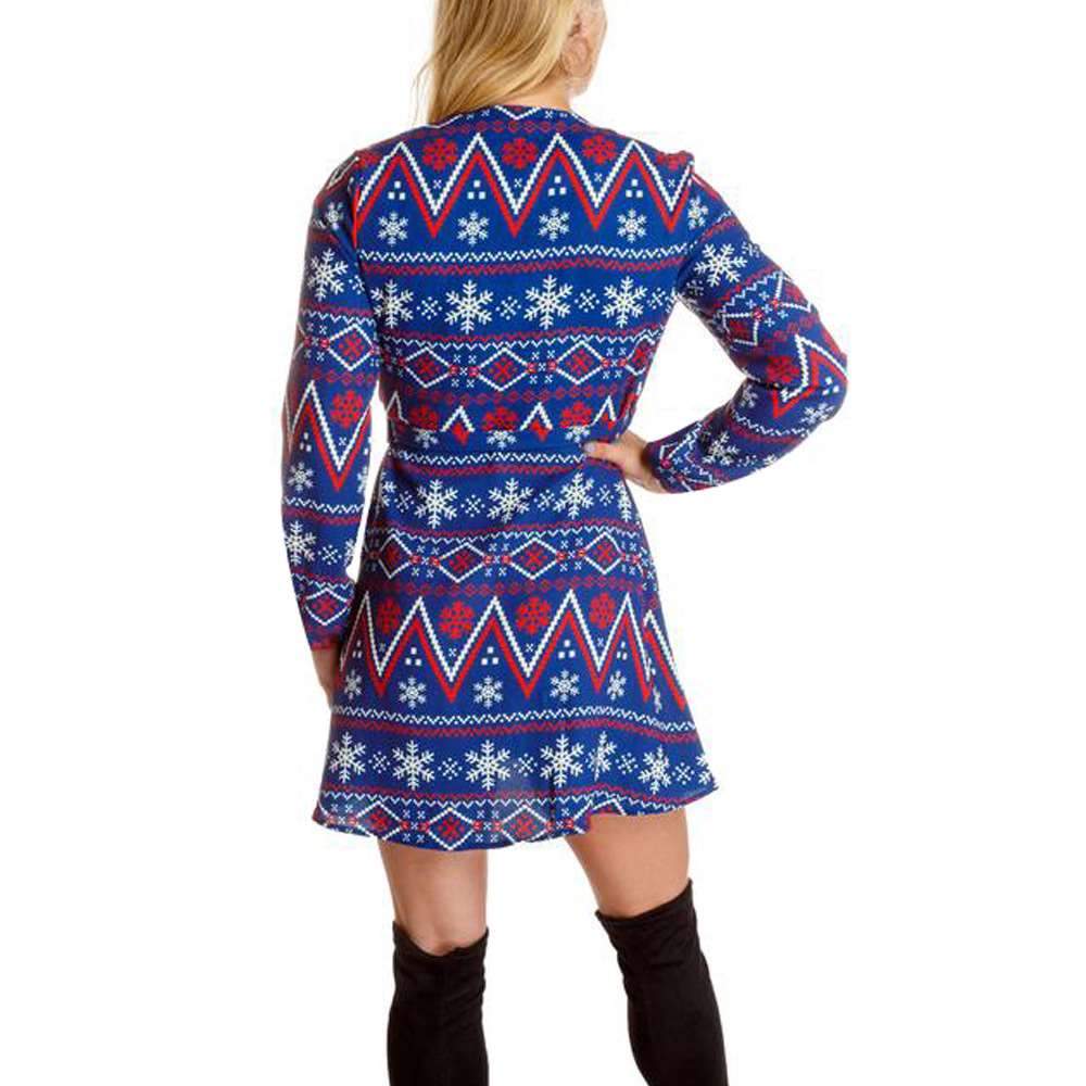 Fashion  Christmas Print V neck Long sleeve Skater Dresses