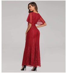 Sexy V neck Short sleeve  Fishtail Evening Dresses