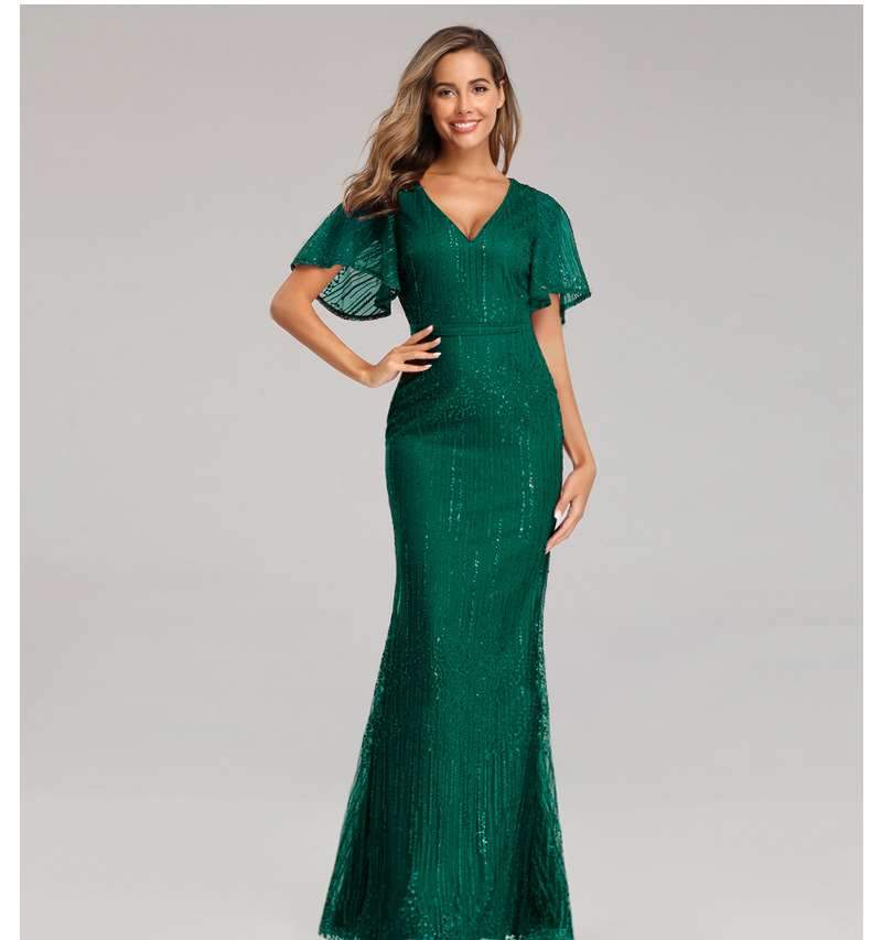 Sexy V neck Short sleeve  Fishtail Evening Dresses