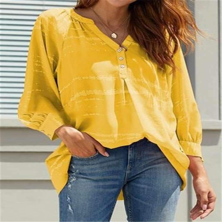 Loose Plus V neck Irregular Blouses