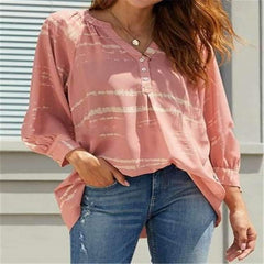 Loose Plus V neck Irregular Blouses