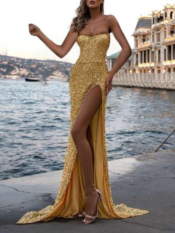 Sexy One shoulder Paillette Evening Dresses