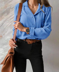 Pure Lapel Plus Long sleeve Blouses