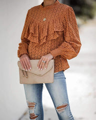 Fashion Pure Hollow out Falbala Puff sleeve Blouses