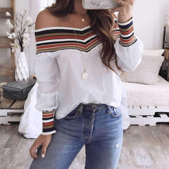 Fashion Off shoulder Gored Long sleeve Blouses