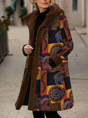 Casual Plush Plus Print Hoodies Long sleeve Coats