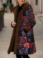 Casual Plush Plus Print Hoodies Long sleeve Coats