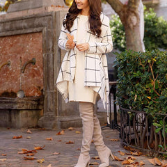 Fashion Loose Plaid Belt Coats