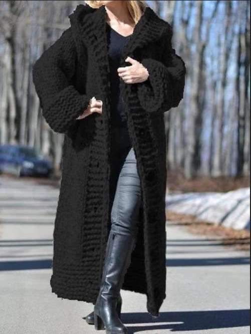 Pure Fashion Knit Hoodies Loose Coat