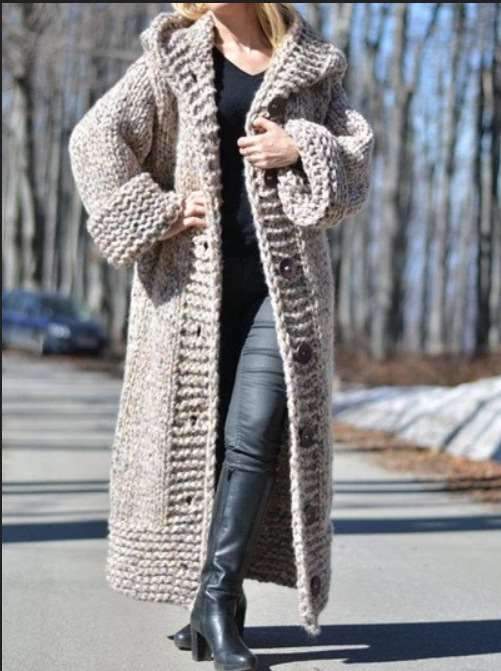 Pure Fashion Knit Hoodies Loose Coat