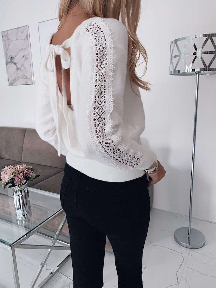 Casual Pure Round neck Backless Hoolow out Long sleeve T-Shirts