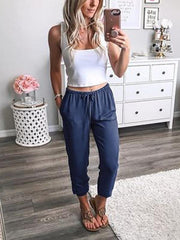 Casual Loose Women Thin Comfy Waist Tie Women Long Pants