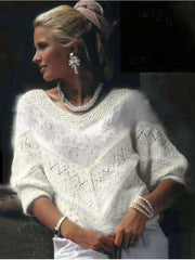 Loose Plush V neck Knit Plus Sweaters