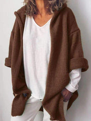 Casual Pure Hoodies Knit Long sleeve Cardigan Sweaters