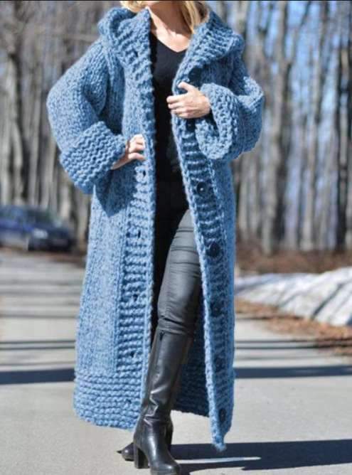 Pure Fashion Knit Hoodies Loose Coat