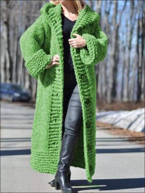 Pure Fashion Knit Hoodies Loose Coat