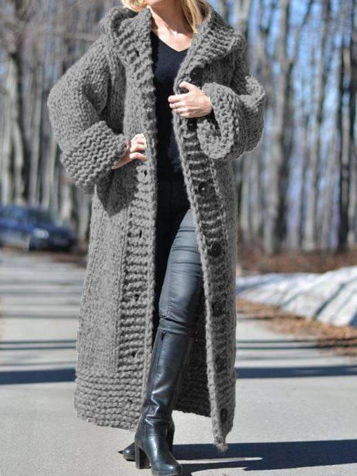 Pure Fashion Knit Hoodies Loose Coat