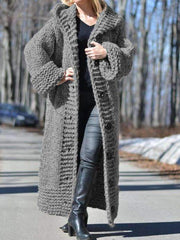 Pure Fashion Knit Hoodies Loose Coat