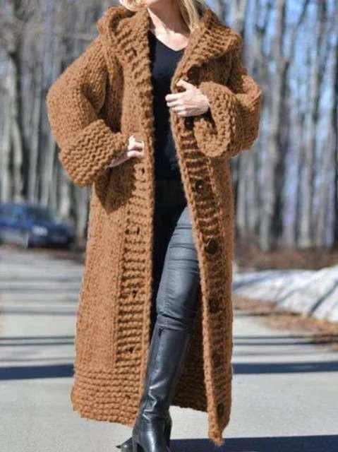 Pure Fashion Knit Hoodies Loose Coat