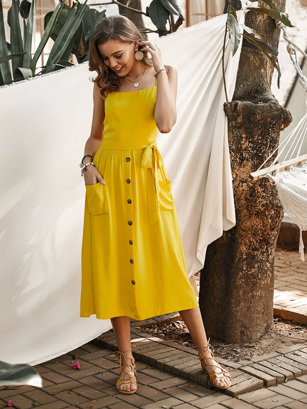 Fashion Pure Vest Fastener Backless Maxi Dresses