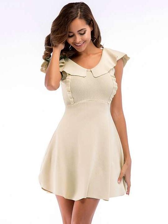 Fashion Pure V neck Sleeveless Skater Dresses