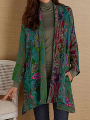 Casual Retro print Long sleeve Cardigan