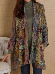 Casual Retro print Long sleeve Cardigan