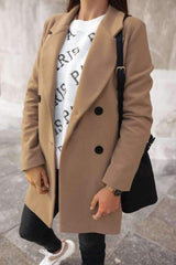 Pure Long sleeve Lapel Woolen Coat
