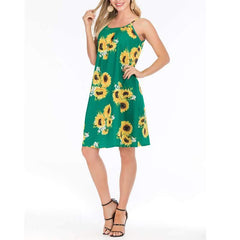 Fashion Print Vest Round neck Shift Dresses